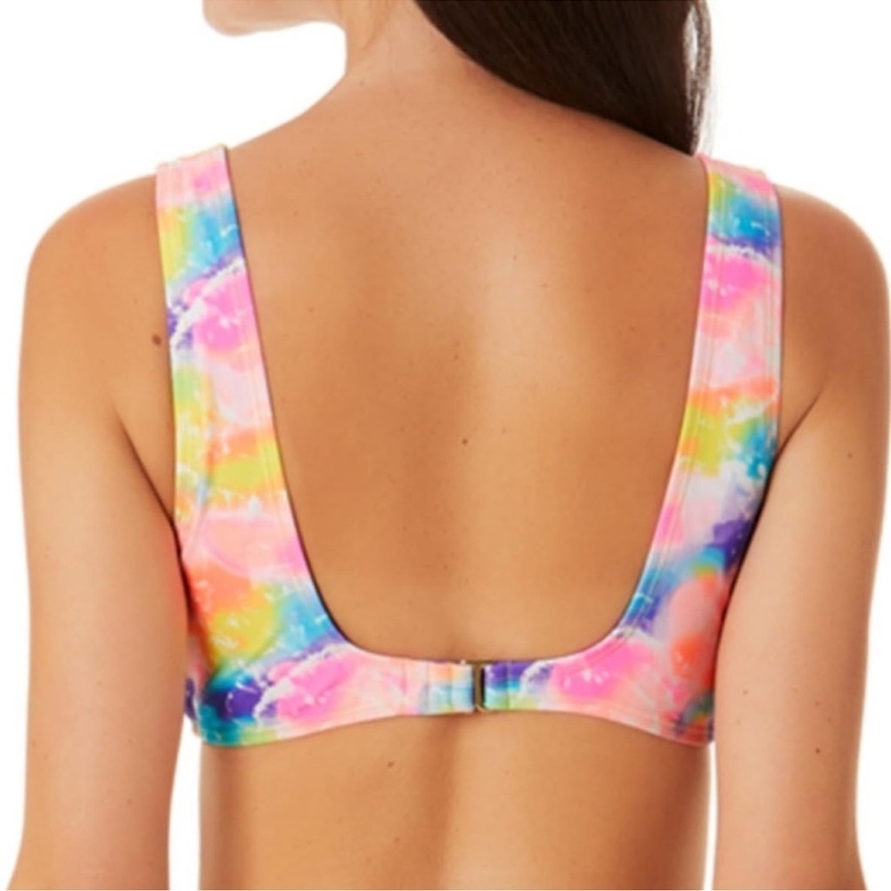 Neon Tie Dye Front Knot Bikini Top NWT - Picture 3 of 6